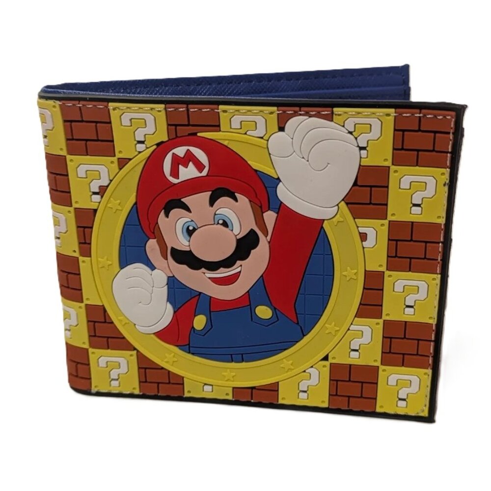Mario Brick Block Bi-Fold Wallet Embossed Design ID Window - Picture 3 of 6